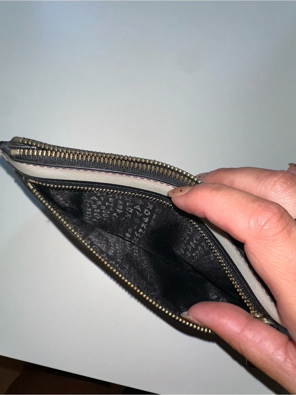 kate spade Striped Wristlet in Navy, Black & Light Pink